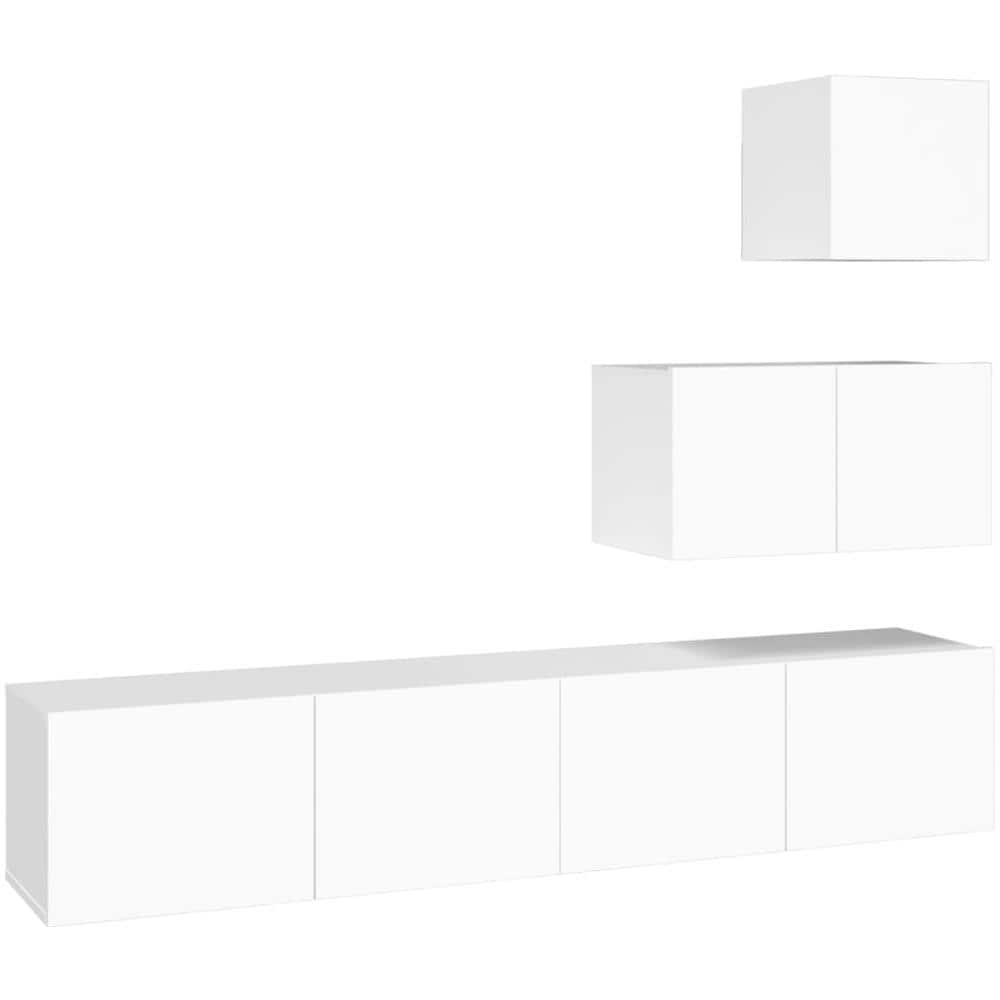 Set Di Mobili Porta Tv 4 Pz Bianco In Legno Multistrato - Foto 2