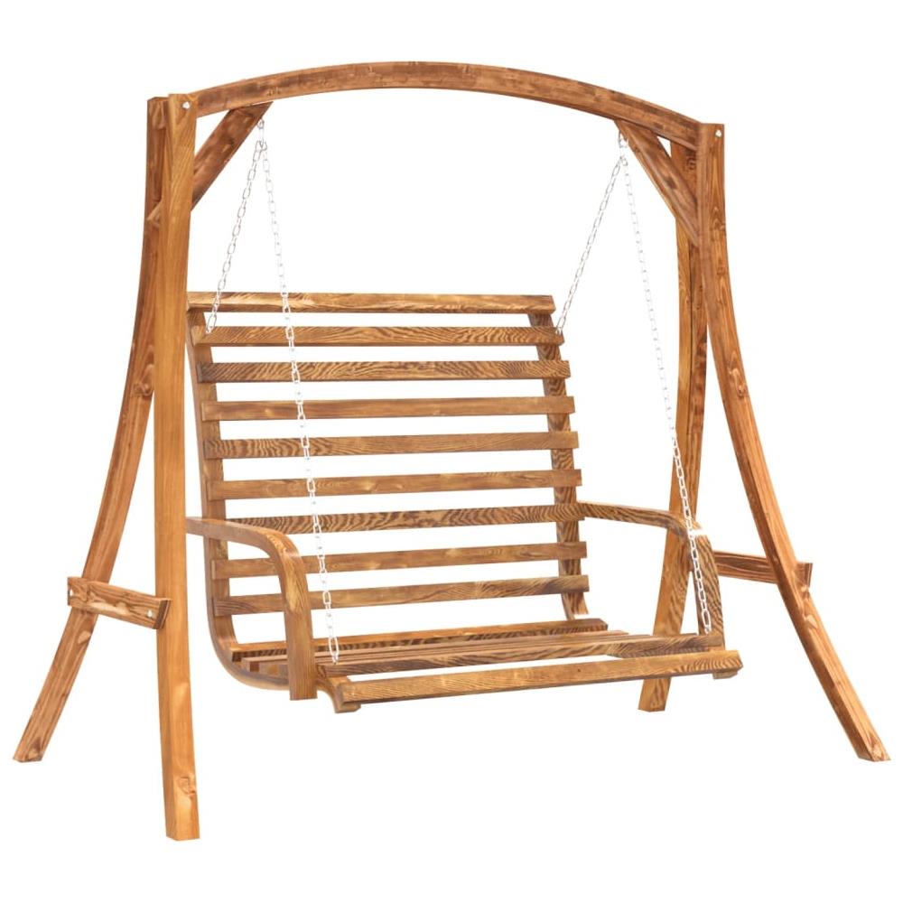 Panca A Dondolo In Legno Massello Di Abete Con Finitura In Teak - Foto 2