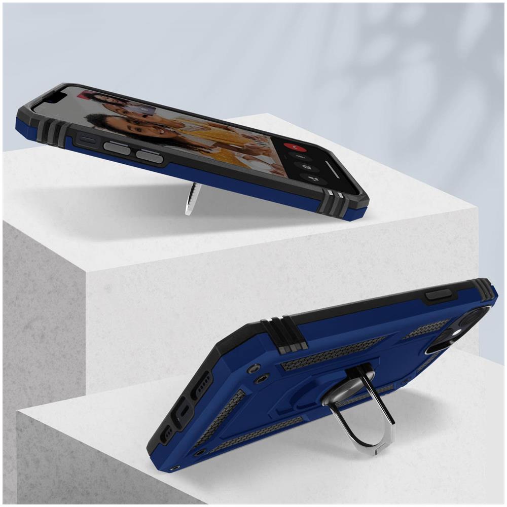 Cover Per Iphone 15 Ibrida Anello Magnetico Serie Armoring Blu - Foto 2