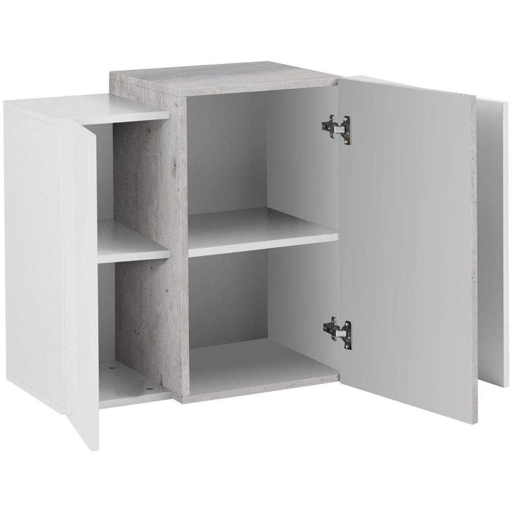 Mobile Pensile Michael, Armadio Multiuso, Mobiletto A Muro, 100% Made In Italy, Cm 90x38h66, Bianco Lucido E Ardesia - Foto 4