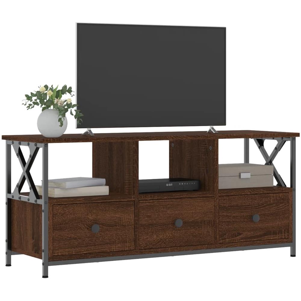 Mobile Tv Rovere Marrone 102x33x45 Cm Legno Multistrato E Ferro - Foto 3