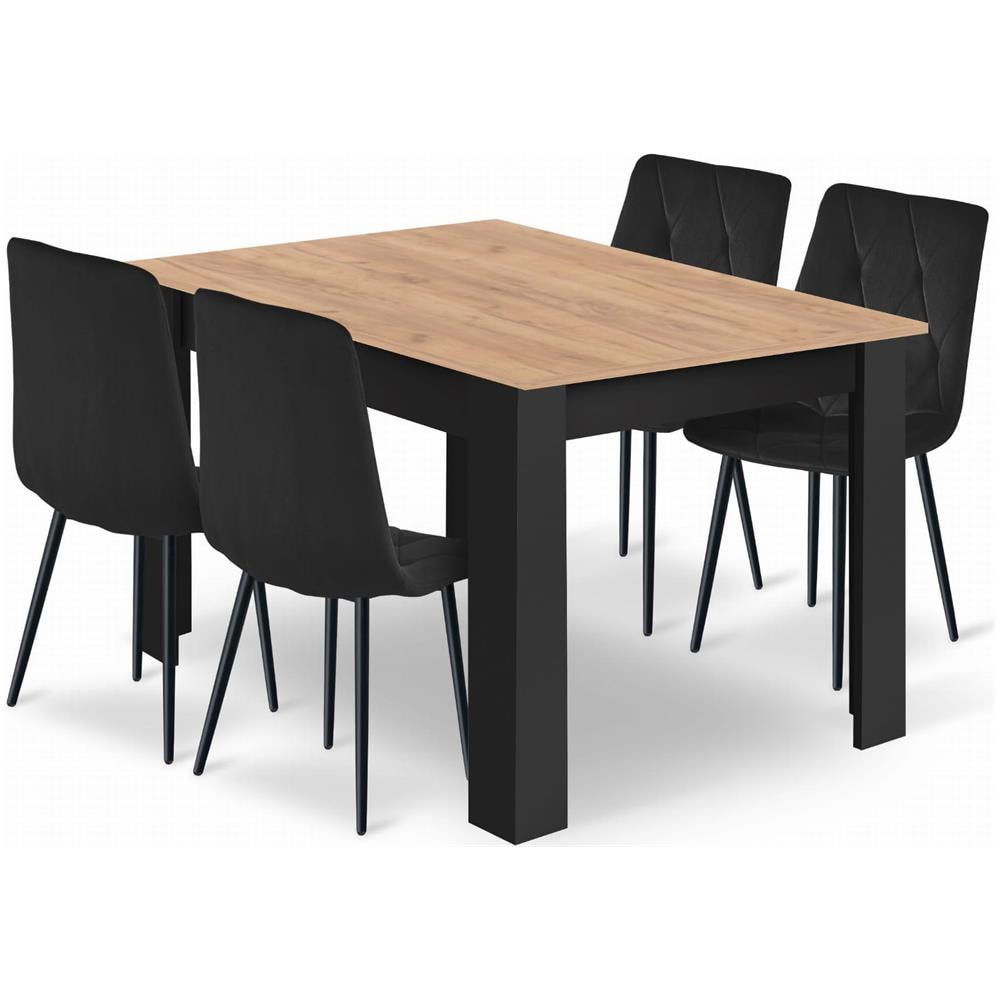 Tavolo da lavoro NP 120x80 con 4 sedie nere TYRA - Foto 1