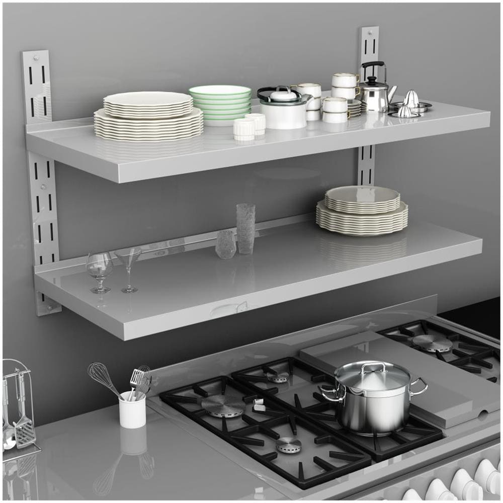 Mensola A Sospensione A 2 Livelli In Acciaio Inox 120x30 Cm - Foto 1