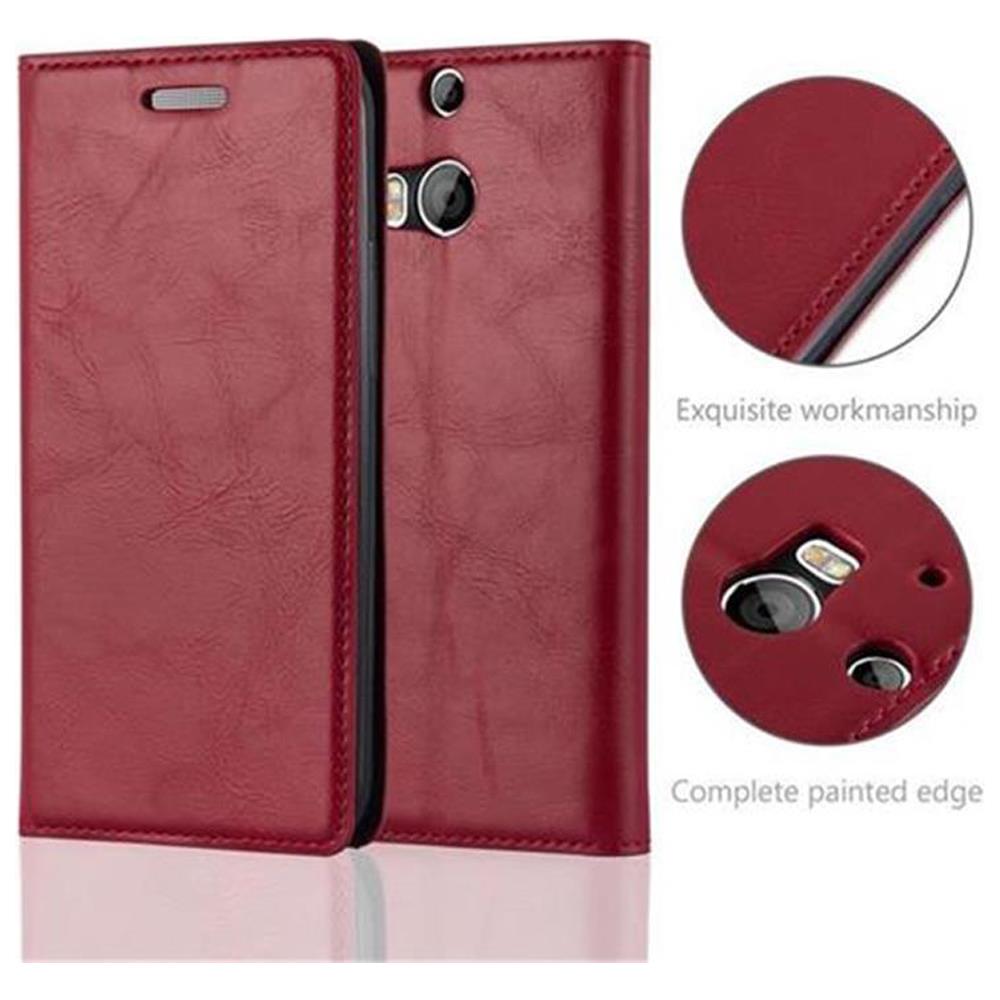 Custodia Compatibile Con Htc One M8 In Rosso Mela - Coperchio Protettiva Con Chiusura Magnetica, Funzione Stand E Tasca Per Le Carte - Foto 2