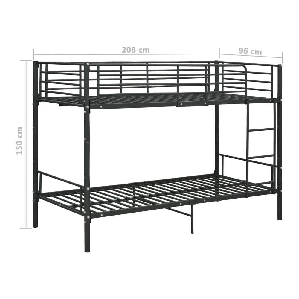 Letto a Castello Nero in Metallo 90x200 cm - Foto 7