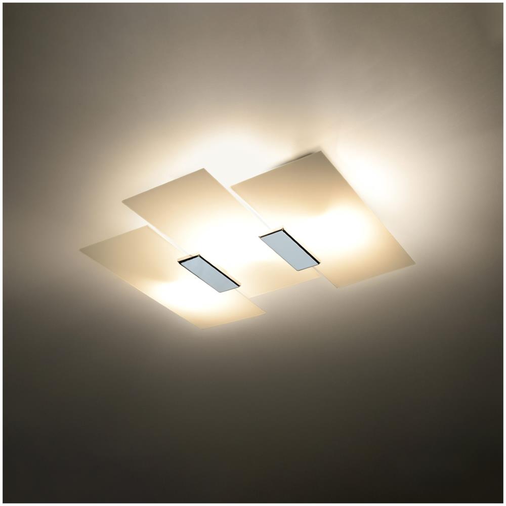 Novità! Plafoniera Cromo Per Salotto E Corridoio - Vetro E Metallo - Fabiano Sl. 0198 Lampada A Muro Quadrata, Stile Classico, A 3 Luci Led E-27 *** Lampade - I Prezzi Più Bassi Su Amazon! - Foto 13