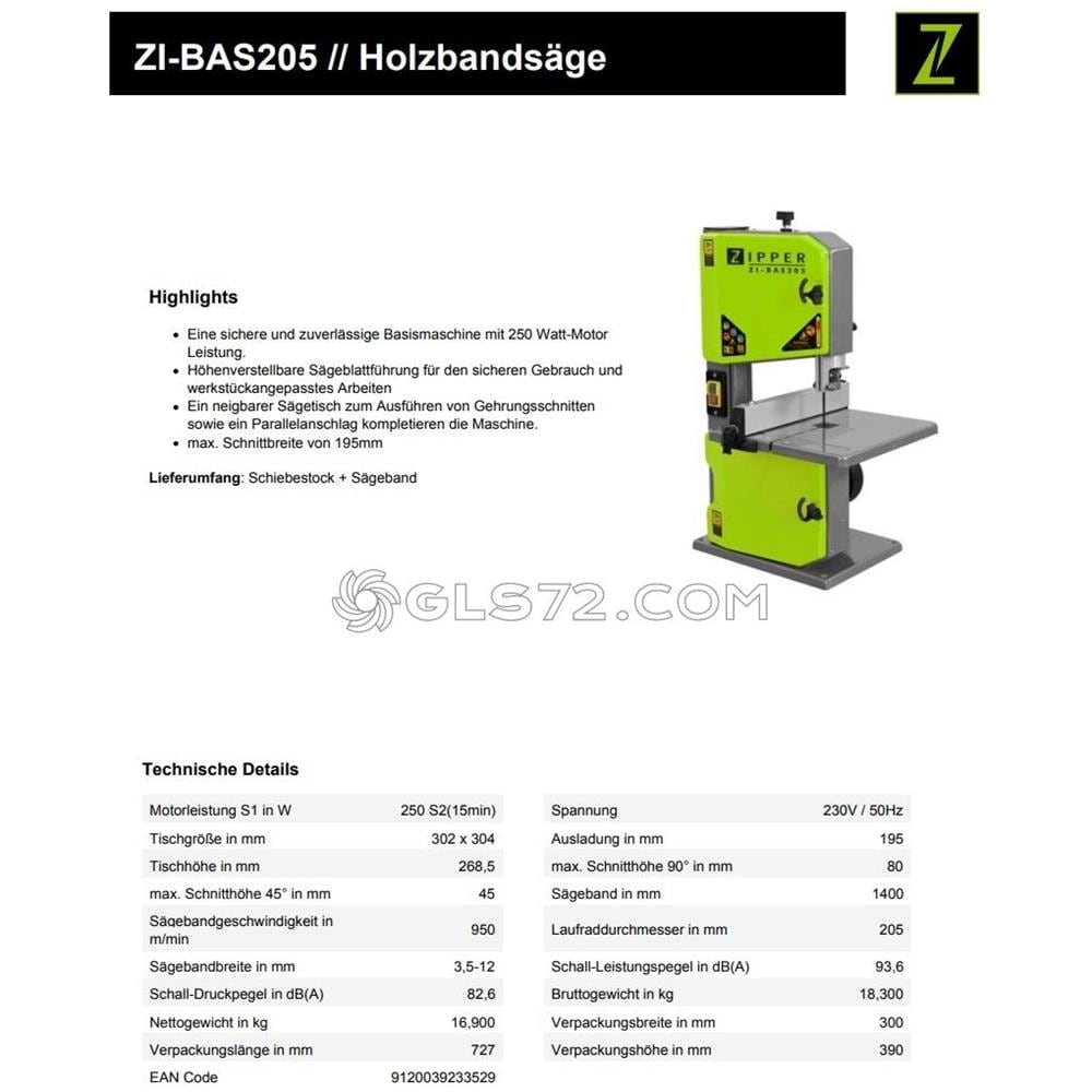 Sega A Nastro Da Banco Per Legno 250w Zi-bas205 - Foto 4