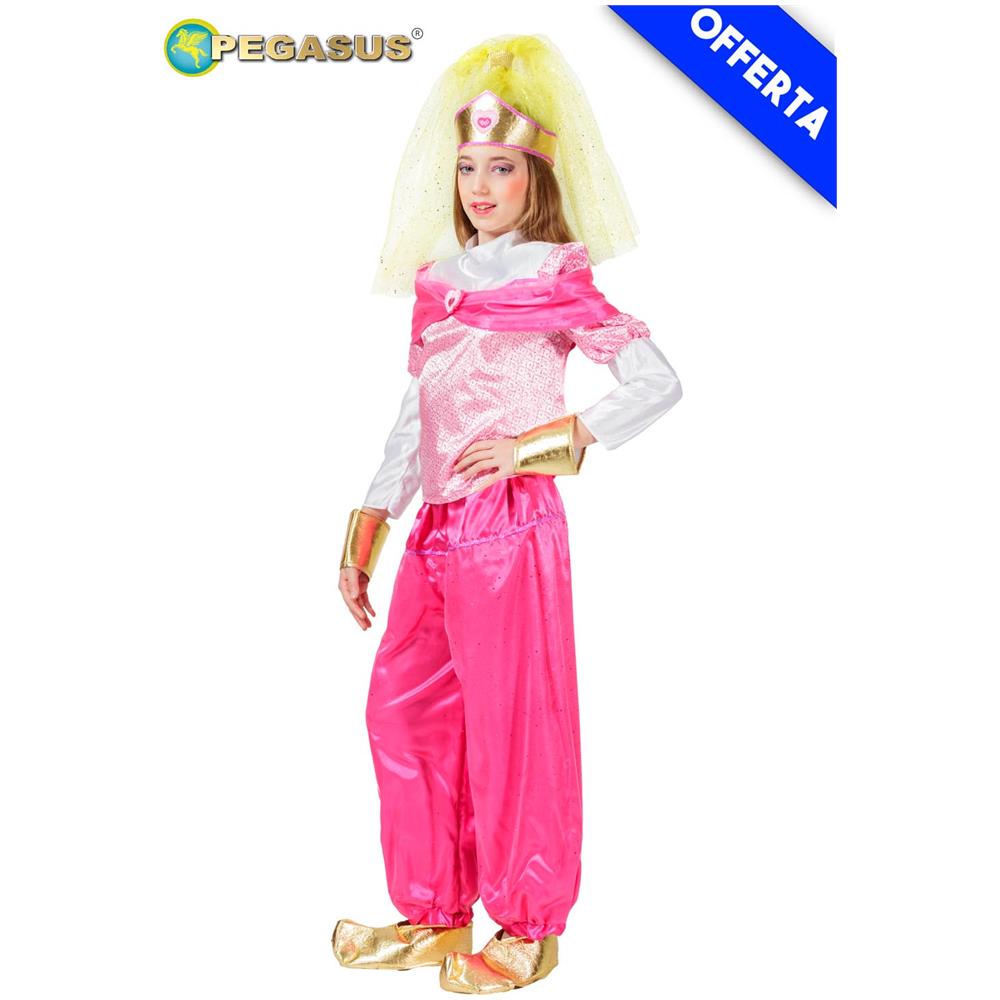 Costume Genietta Rosa ""taglia M 6/7 Anni"" Vestito Carnevale Pegasus Bambino Odalisca - Foto 2