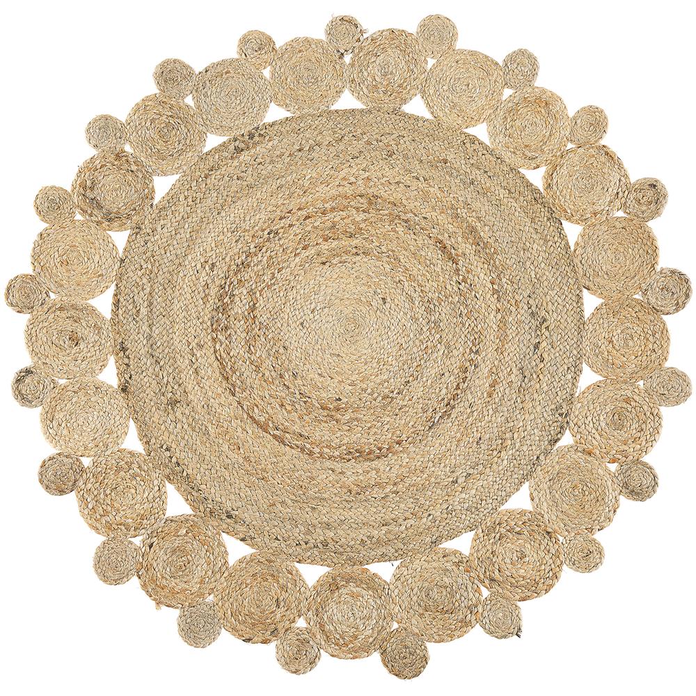 Tappeto In Iuta Rotondo Ø 120 Cm Beige Golgen - Foto 1