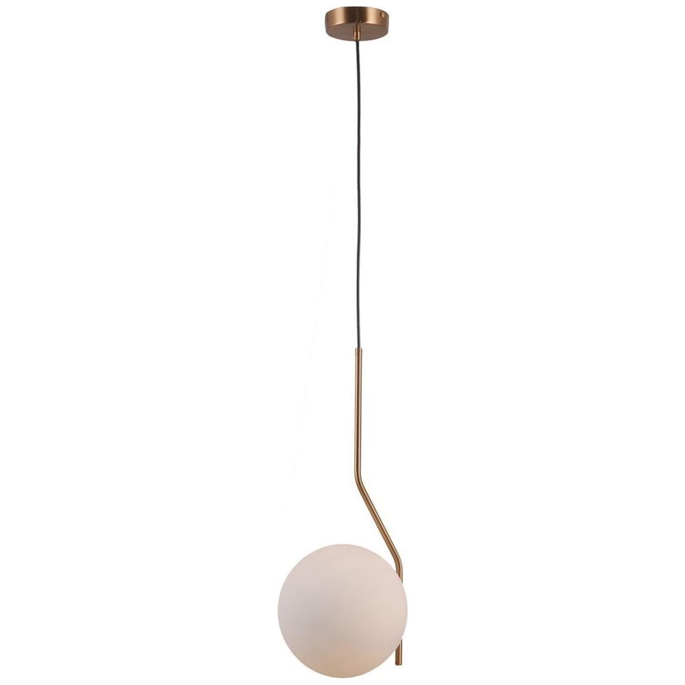 Sospensione Moderna A Sospensione Miele Ottone 1 Luce Con Paralume Bianco, E27 - Foto 3