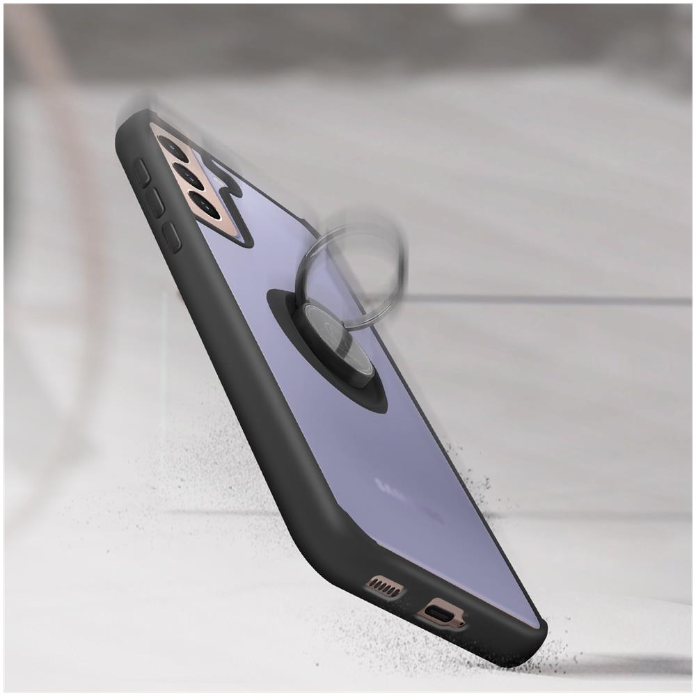 Cover Samsung Galaxy S21 Plus Anello In Metallo Funzione Supporto Nero - Foto 2