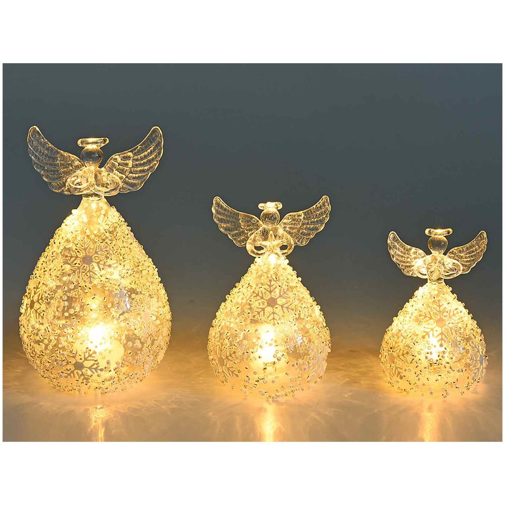 Set 3 Angeli Natalizi Luminosi In Vetro Decorazioni Natalizie Da Tavolo Idea Regalo - Foto 2