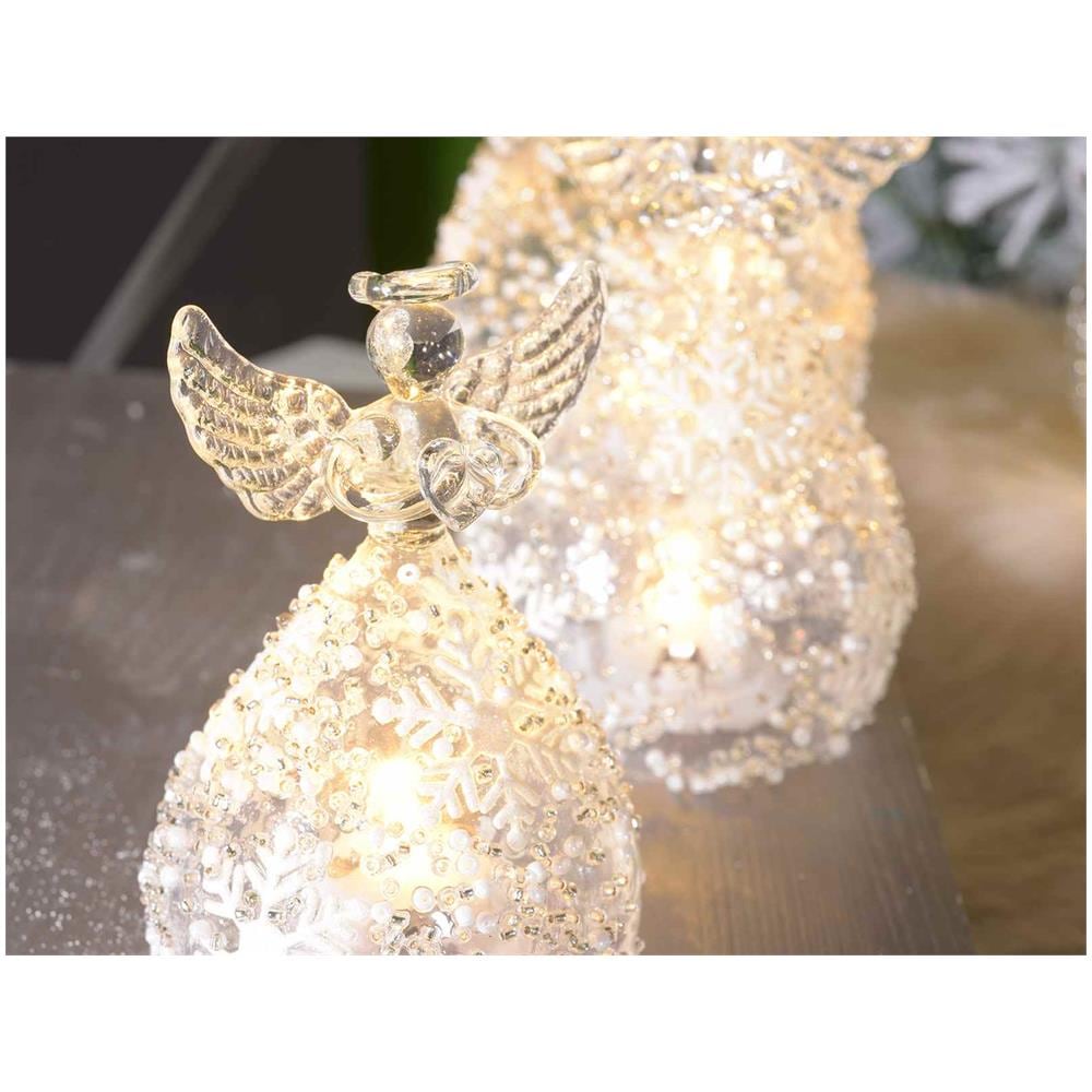 Set 3 Angeli Natalizi Luminosi In Vetro Decorazioni Natalizie Da Tavolo Idea Regalo - Foto 4