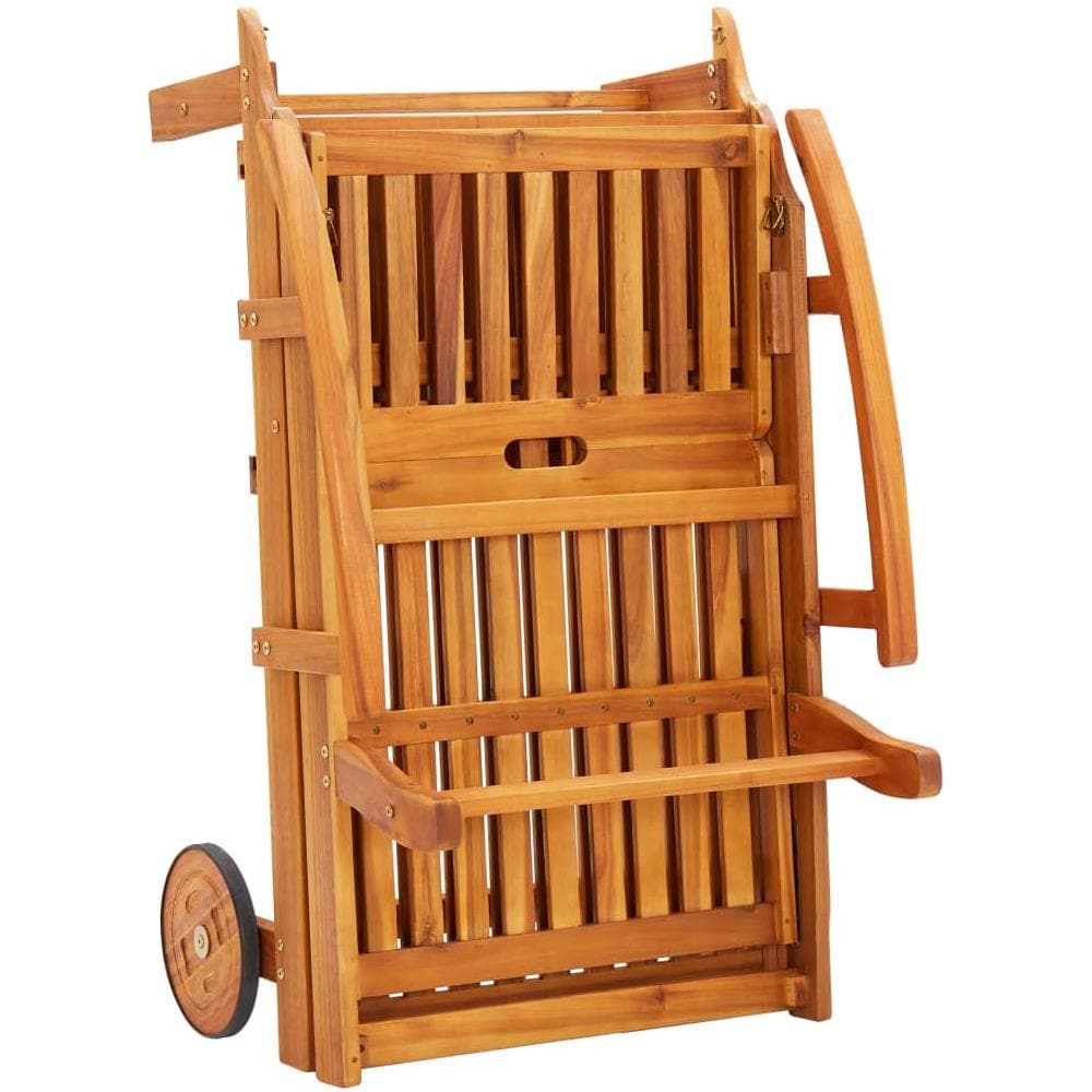 Lettino Prendisole 2 pz con Tavolo e Cuscini Massello d'Acacia - Foto 2