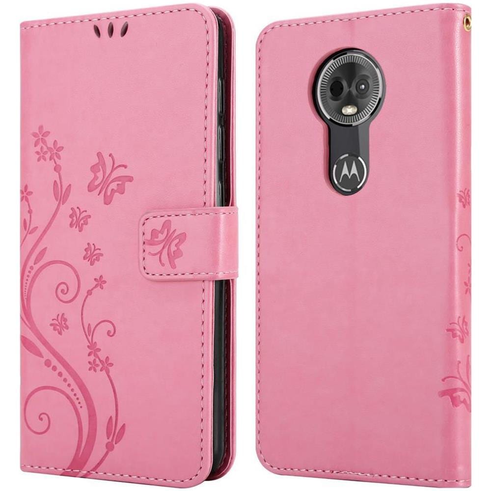 Custodia Compatibile Con Motorola Moto E5 Plus In Rosa Fiore - Coperchio Protettivo In Design Floreale Con Chiusura Magnetica, Funzione Stand E Slot Per Carte - Foto 8