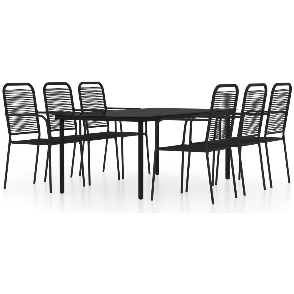 Set Mobili Da Pranzo Per Giardino 7 Pz Nero - Foto 2