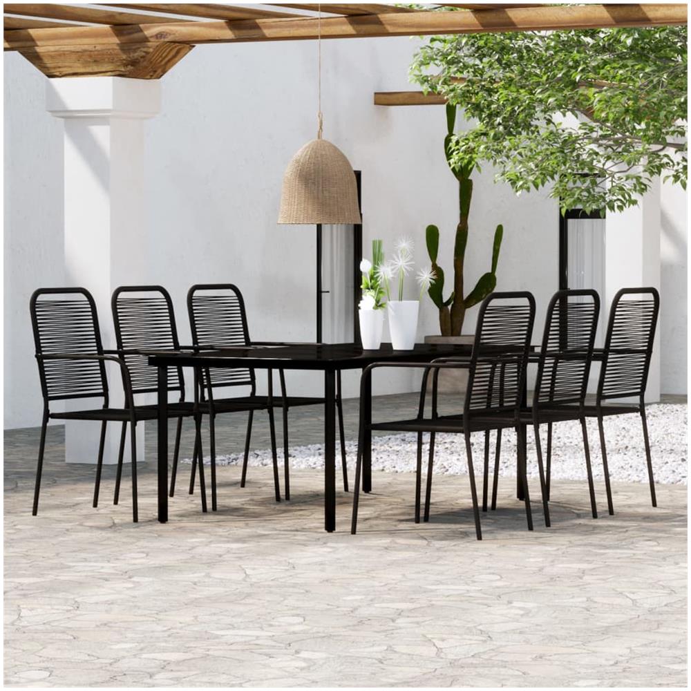 Set Mobili Da Pranzo Per Giardino 7 Pz Nero - Foto 1