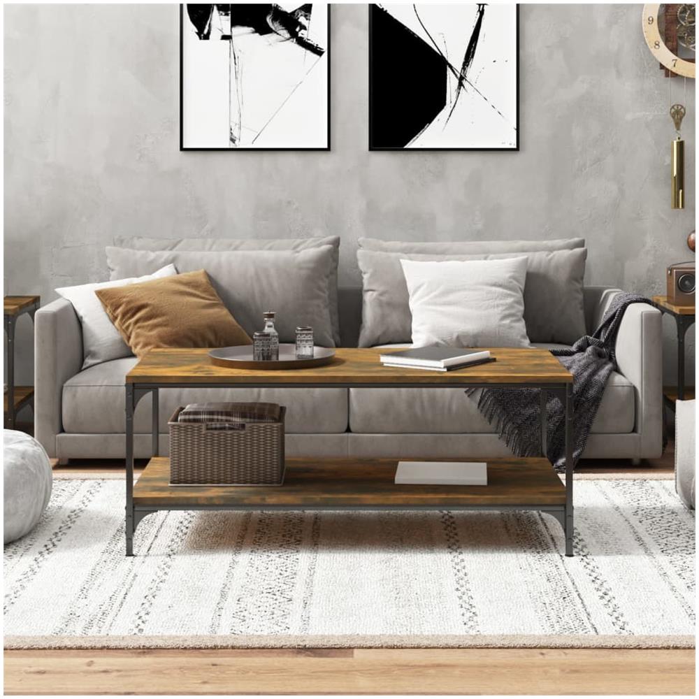 Tavolino Da Salotto Rovere Fumo 100x50x40 Cm Legno Multistrato - Foto 3