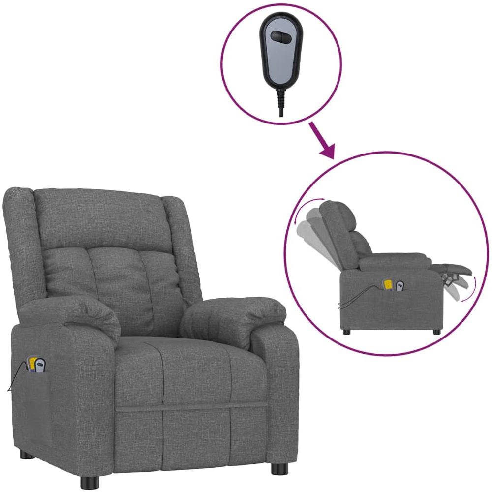 Poltrona Massaggiante Elettrica Grigio Scuro In Tessuto - Foto 2