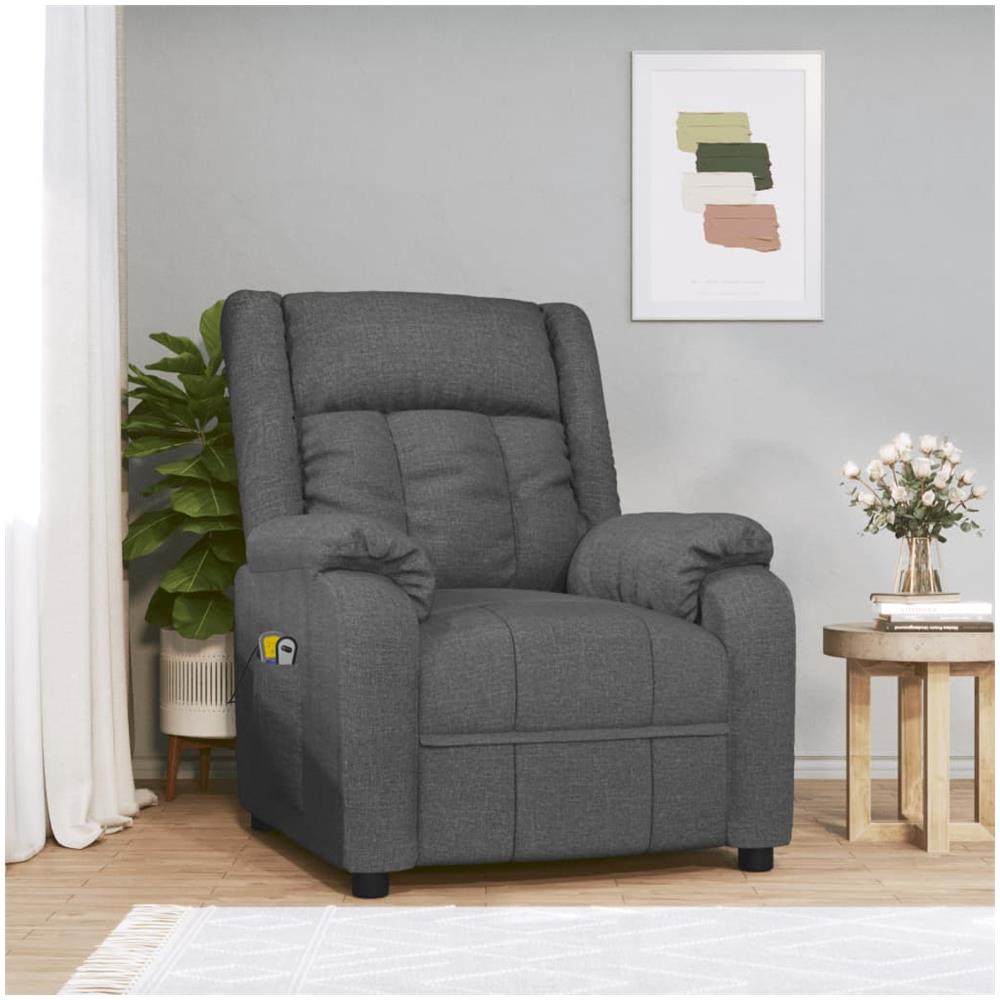 Poltrona Massaggiante Elettrica Grigio Scuro In Tessuto - Foto 1