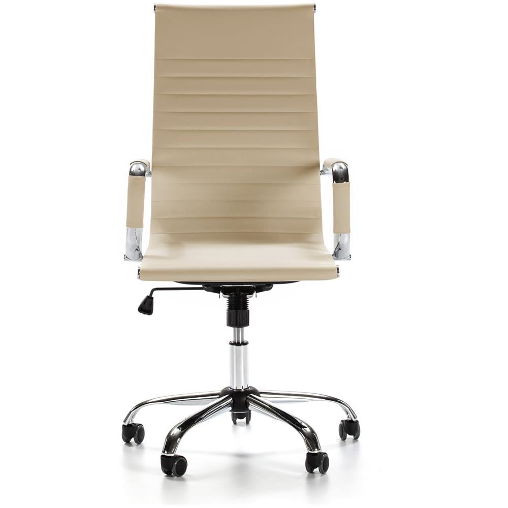 Sedia Da Ufficio Londres Reclinabile Taupe, Ecopelle, Sedia Executive Con Poggiatesta Imbottito, Altezza Regolabile, Design Ergonomico - Foto 2