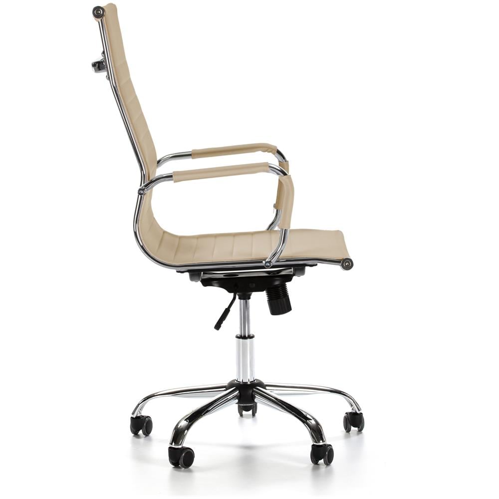 Sedia Da Ufficio Londres Reclinabile Taupe, Ecopelle, Sedia Executive Con Poggiatesta Imbottito, Altezza Regolabile, Design Ergonomico - Foto 3