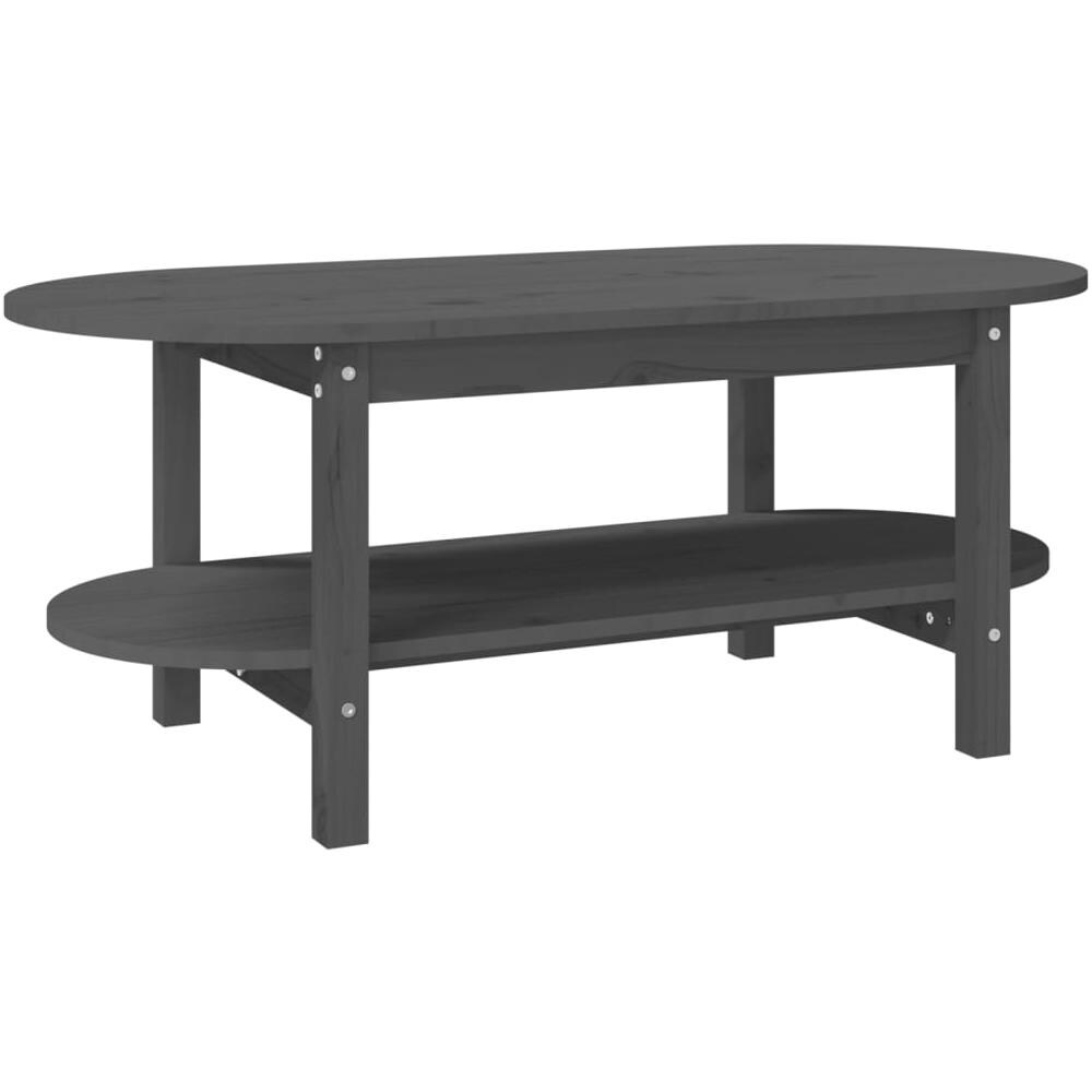 Tavolino Da Salotto Grigio 110x55x45 Cm Legno Massello Di Pino - Foto 2
