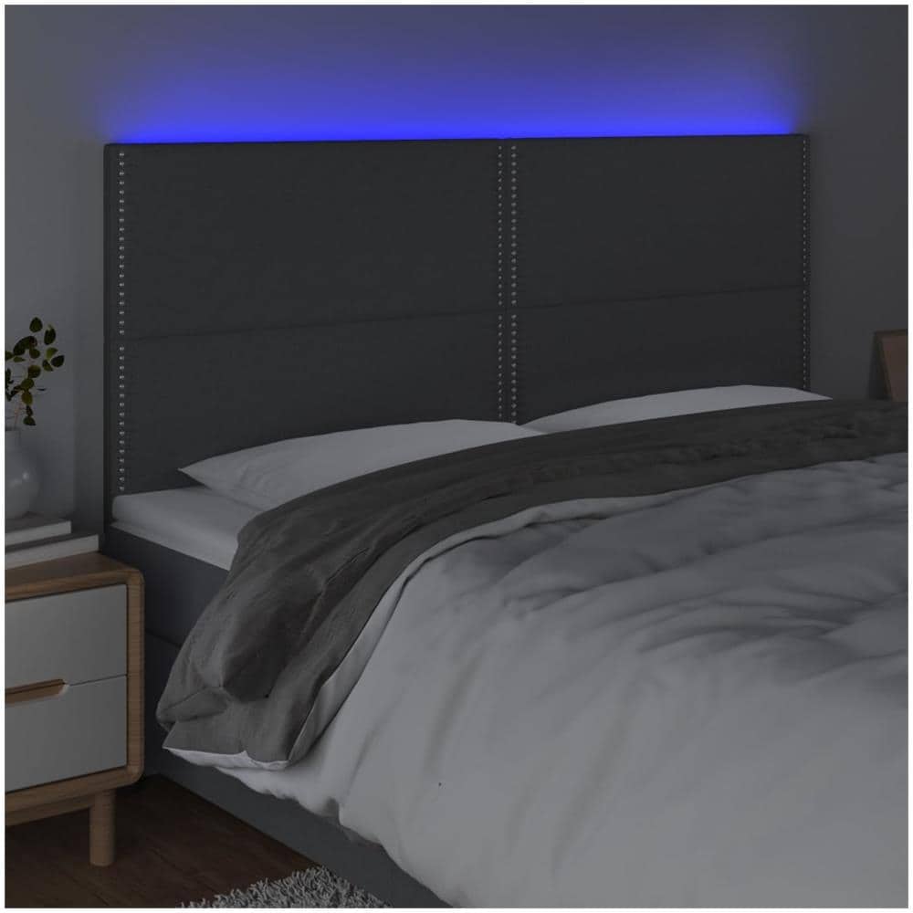 Testiera A Led Grigioscuro 180x5x118/128cm Intessuto - Foto 3