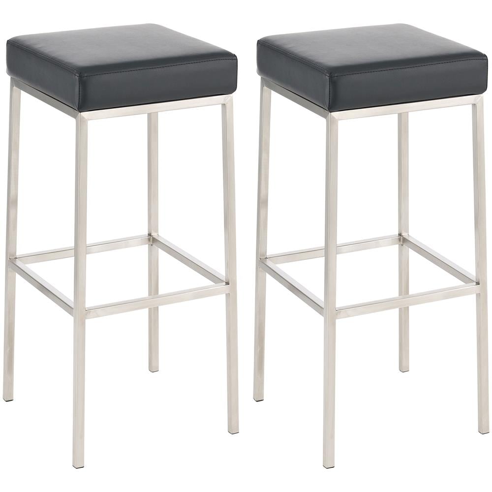 GILLAS Set 2 Sgabelli Da Trucco In Ecopelle - Altezza 47,8 Cm, Cuscino Imbottito, Struttura Metallica, Per Toeletta E Soggiorno