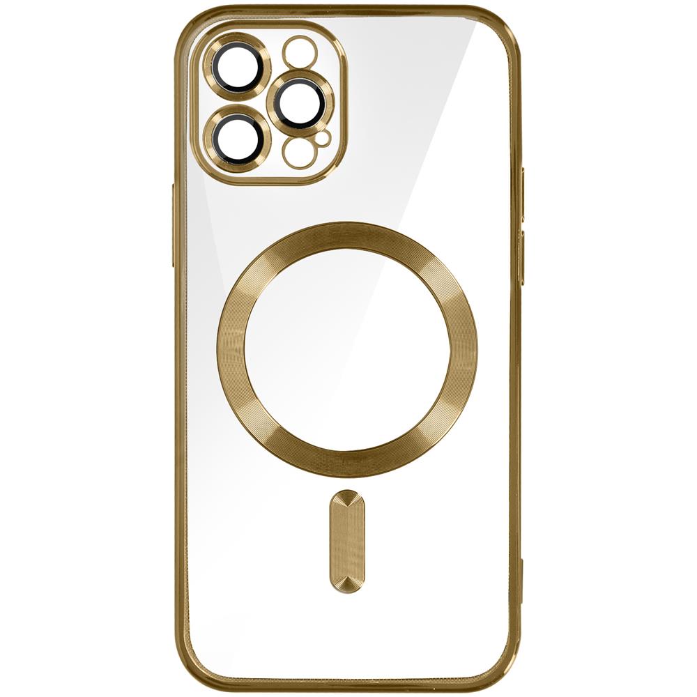 Cover Magsafe Per Iphone 12 Pro Silicone Protezione Fotocamera Bordo Cromato Oro - Foto 1