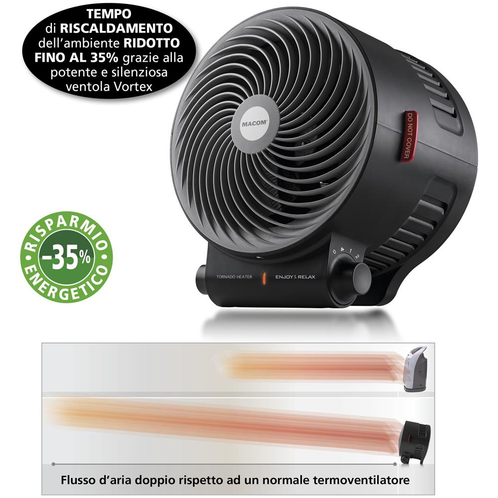 Enjoy & Relax Tornado Interno Nero 2000 W Riscaldatore ambiente elettrico con ventilatore - Foto 2