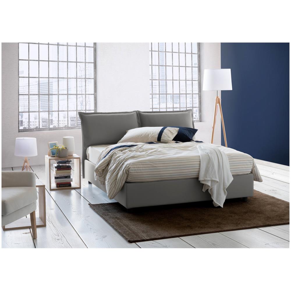 Letto Matrimoniale Sabrina, Letto Contenitore Con Rivestimento In Tessuto, 100% Made In Italy, Apertura Frontale, Con Materasso Cm 160x200 Incluso, Grigio - Foto 1