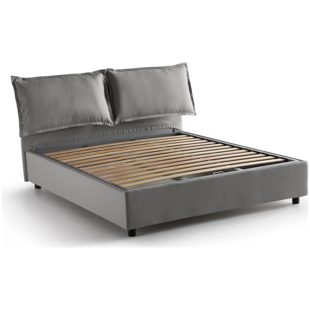 Letto Matrimoniale Sabrina, Letto Contenitore Con Rivestimento In Tessuto, 100% Made In Italy, Apertura Frontale, Con Materasso Cm 160x200 Incluso, Grigio - Foto 4