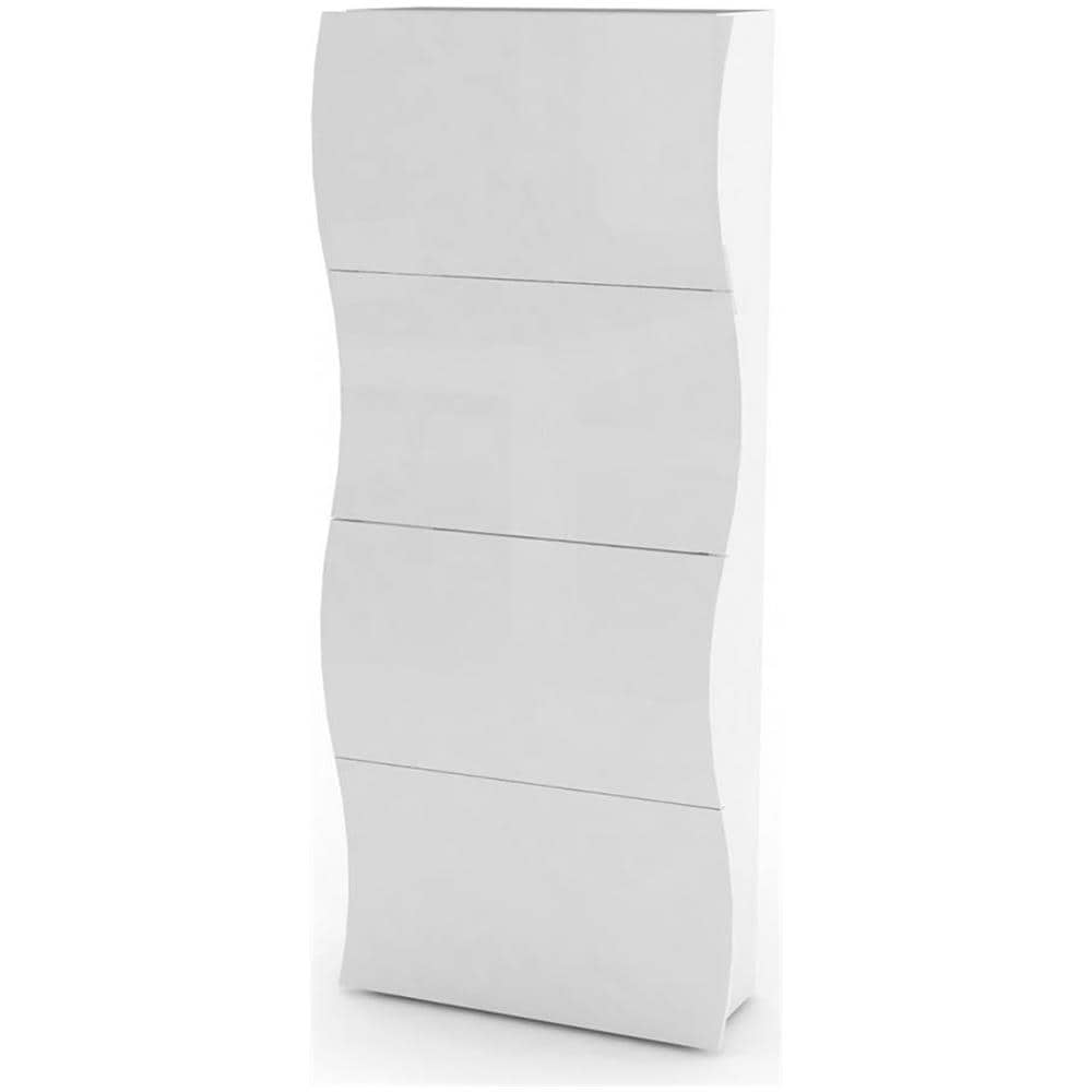 Scarpiera Francesco, Mobile Multiuso A 4 Ante, Portascarpe Da Ingresso, 100% Made In Italy, Cm 71x27h162, Bianco Lucido - Foto 2