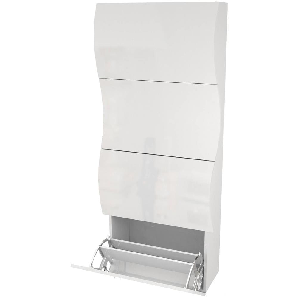 Scarpiera Francesco, Mobile Multiuso A 4 Ante, Portascarpe Da Ingresso, 100% Made In Italy, Cm 71x27h162, Bianco Lucido - Foto 4