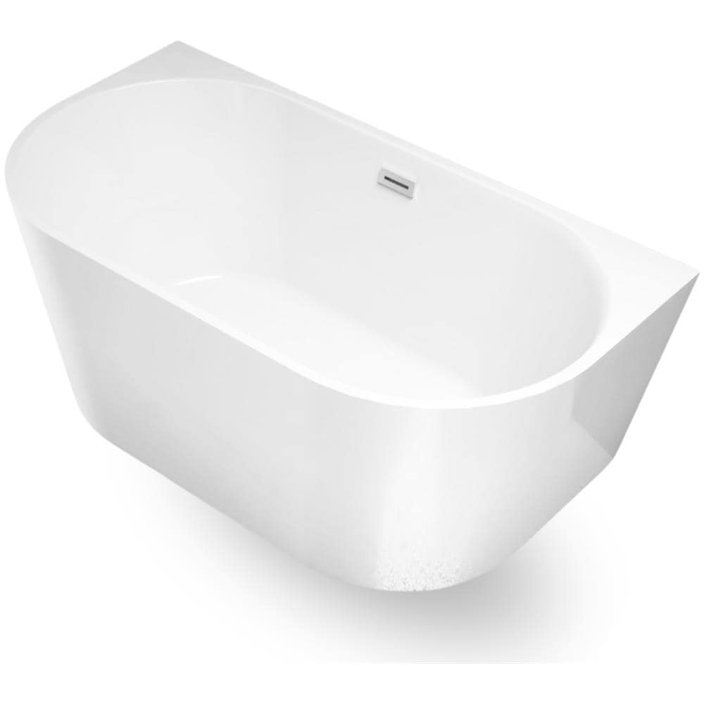 Vasca Da Bagno Filo Parete Semicircolare Acrilico Bianco Lucido 150 X 80 X 58 Cm - Foto 1
