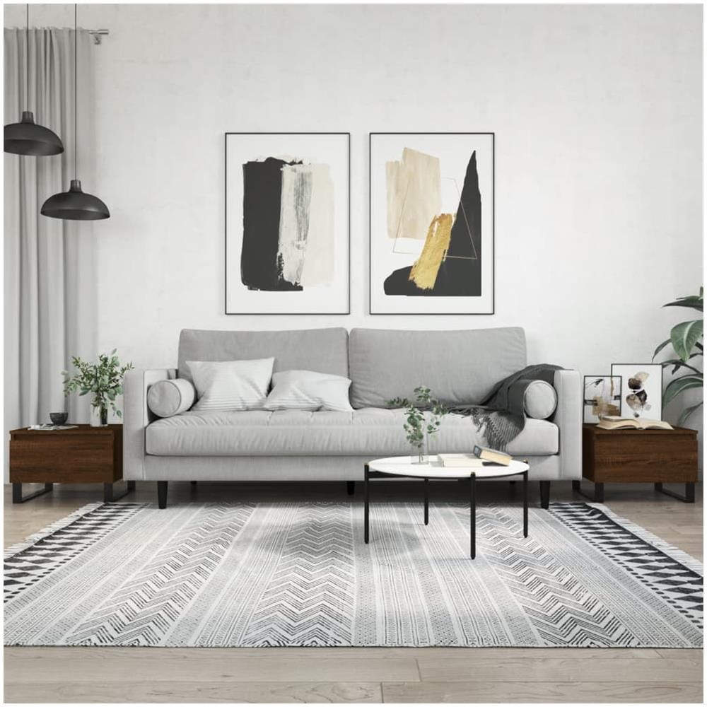 Tavolini Salotto 2pz Rovere Marrone 50x46x35 Legno Multistrato - Foto 1