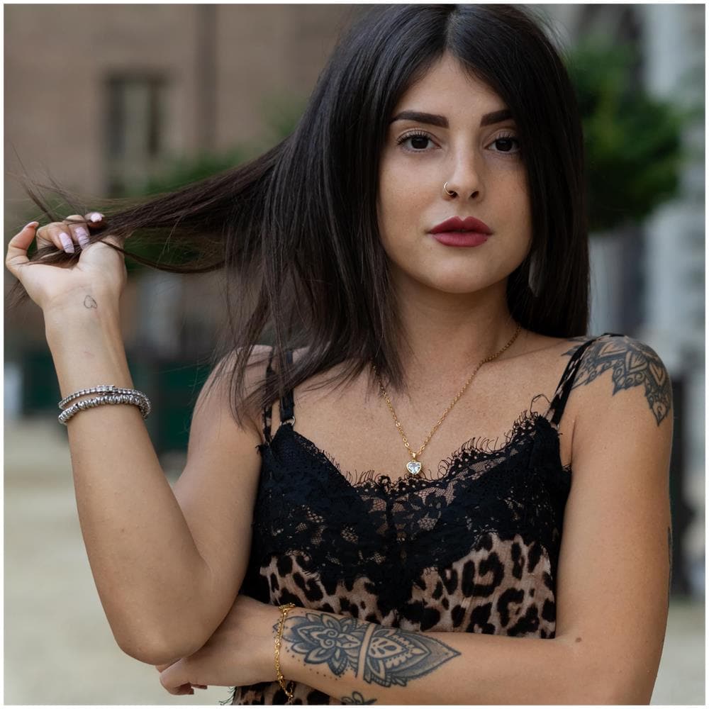 Collana in Argento Sterling, ""Love"", Oro - Foto 2