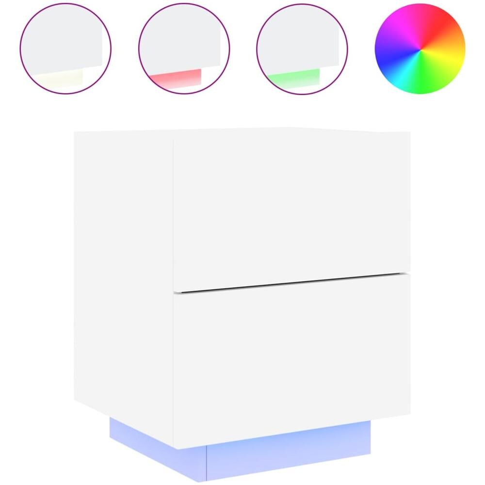 Comodino Con Luci Led Bianco In Legno Multistrato - Foto 2