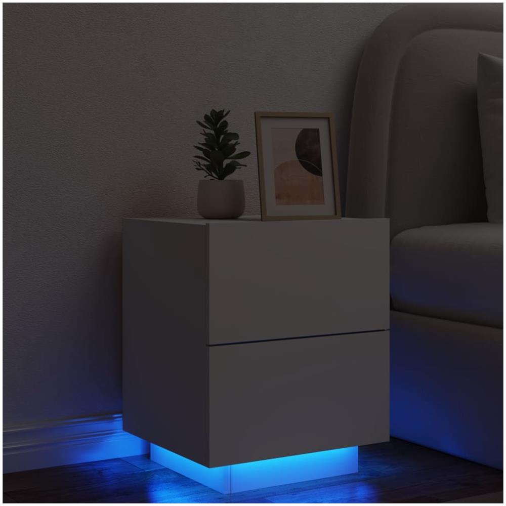 Comodino Con Luci Led Bianco In Legno Multistrato - Foto 1