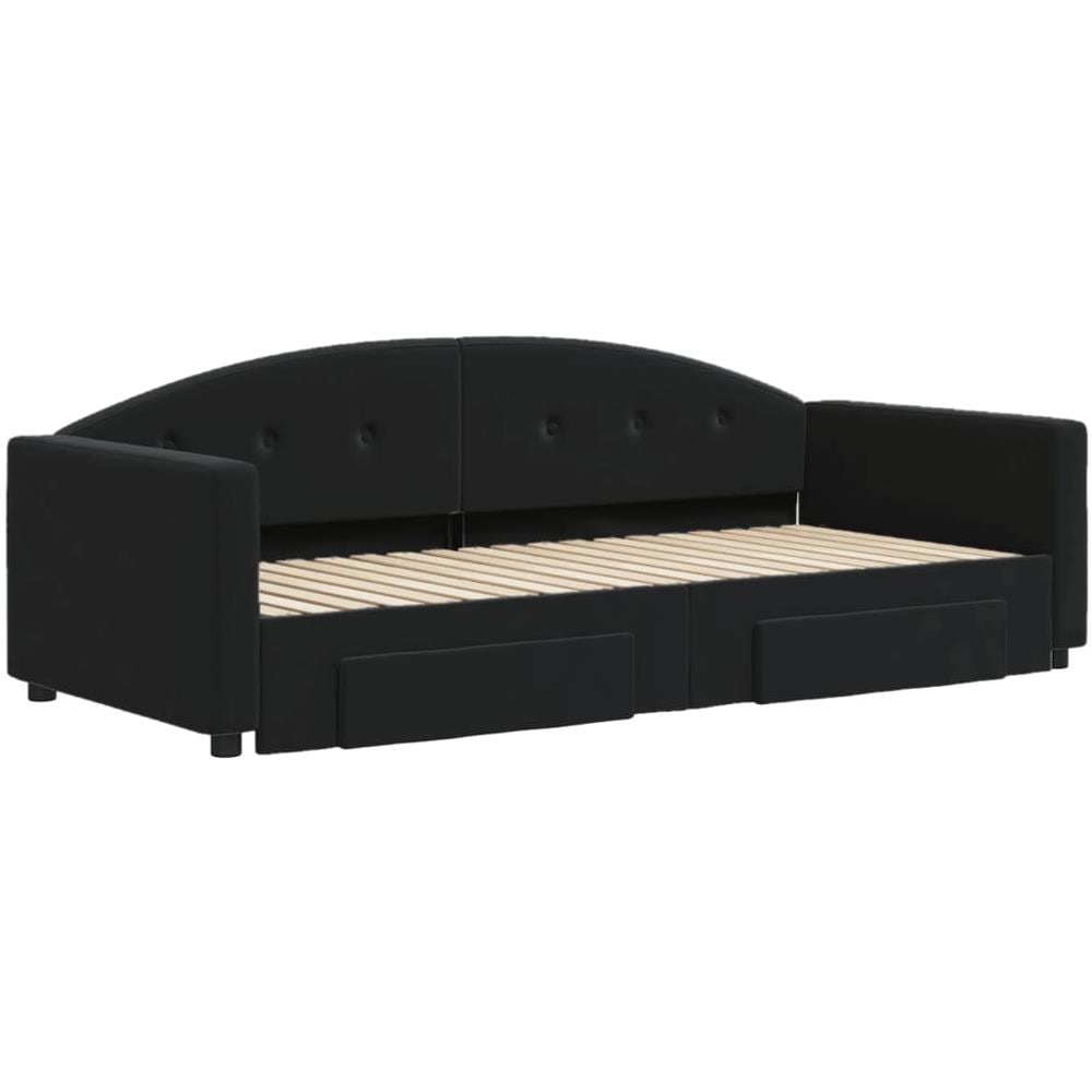 Divano Letto Estraibile Con Cassetti Nero 90x190 Cm In Velluto - Foto 2