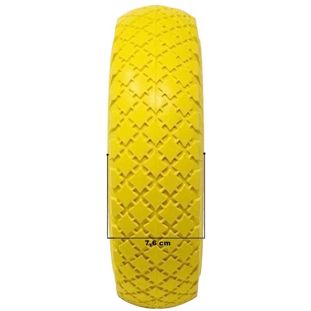 Ruota Piena per Carrello Antiforatura PU Gialla Carriola 25 cm Cerchio in ABS - Foto 4