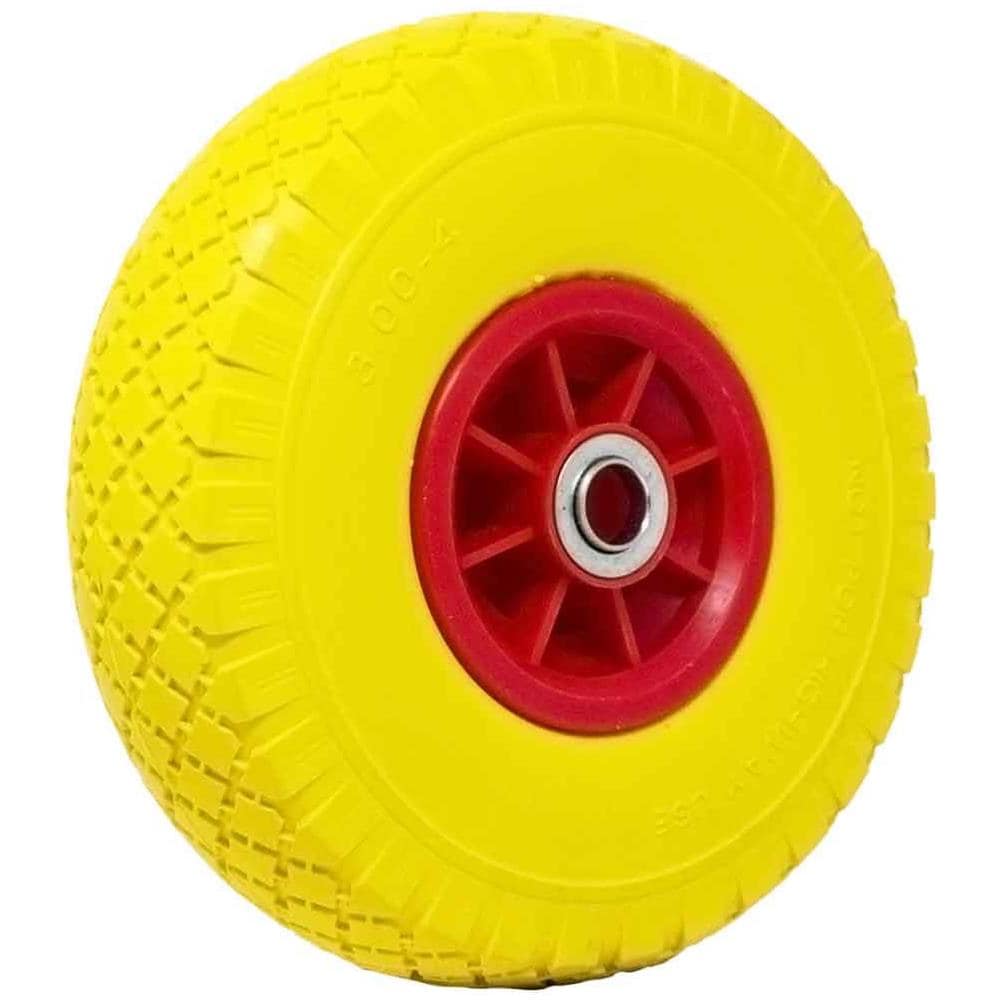 Ruota Piena per Carrello Antiforatura PU Gialla Carriola 25 cm Cerchio in ABS - Foto 1