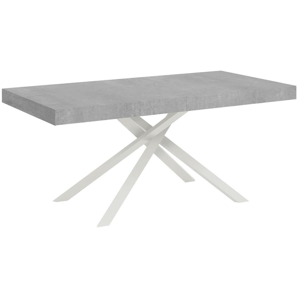 Tavolo allungabile 90x200/304cm Karida cemento gambe bianche - Foto 1