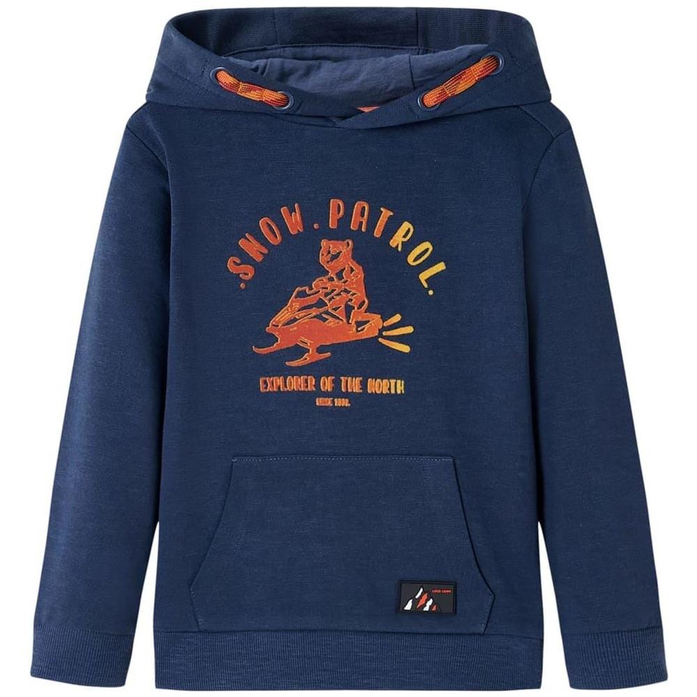 Felpa da Bambino con Cappuccio Blu Marino Mélange e Arancione 116 - Foto 1
