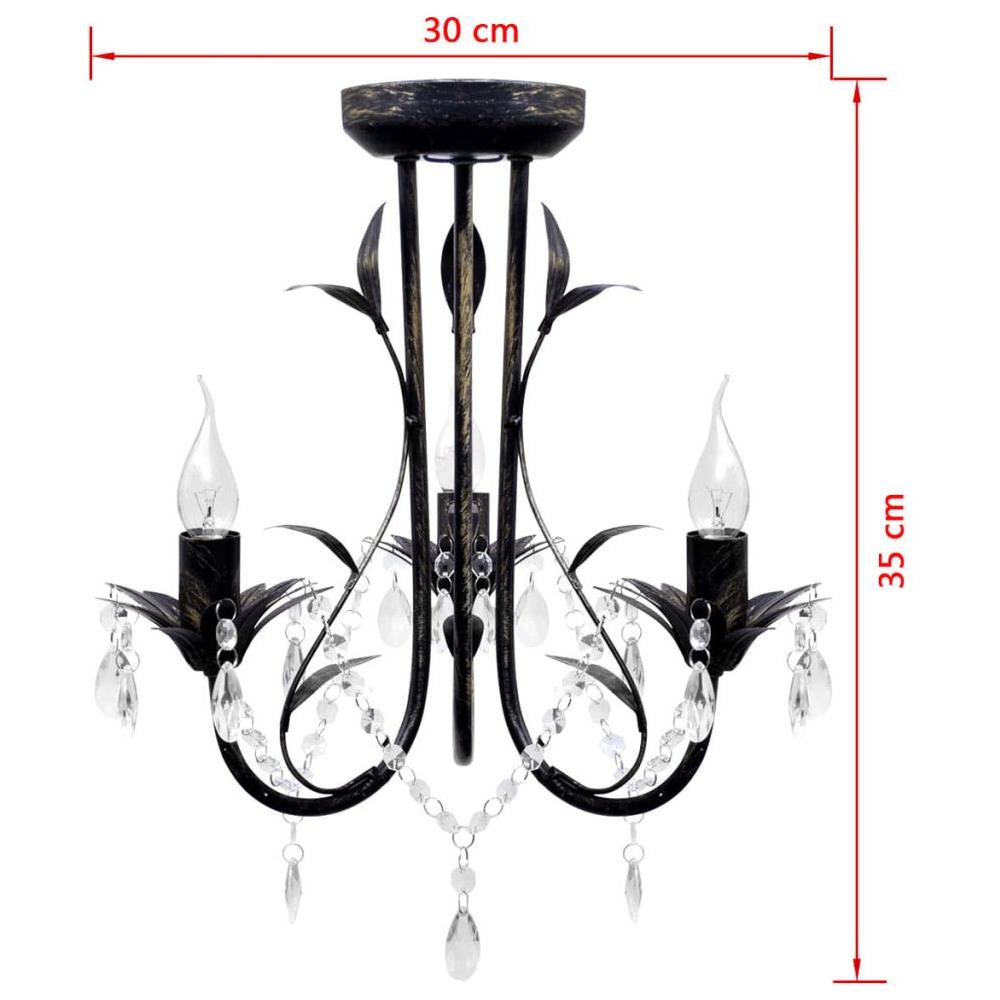 Lampadario Art Nouveau Nero Metallo Perline Cristallo E Lampadine E14 - Foto 15