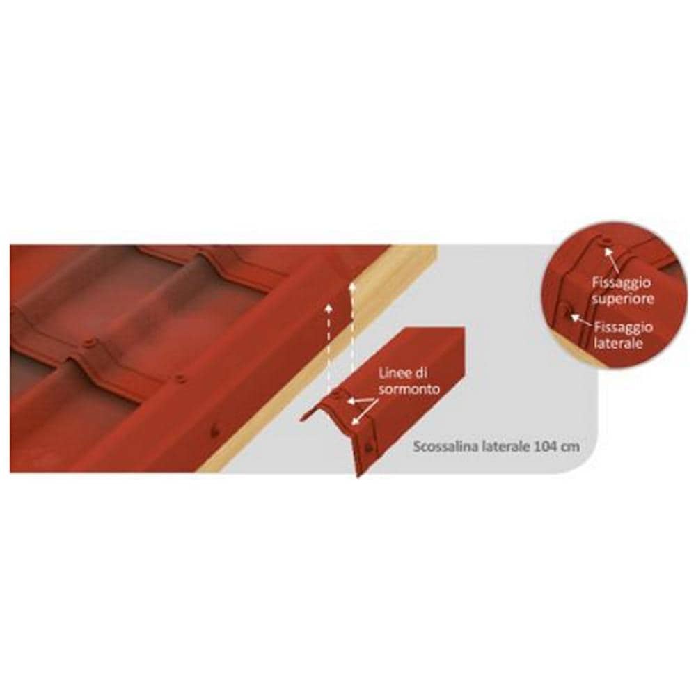 Scossalina Laterale Rosso Sfumato Copertura Impermeabile Tetti Tegole 524011 - Foto 2