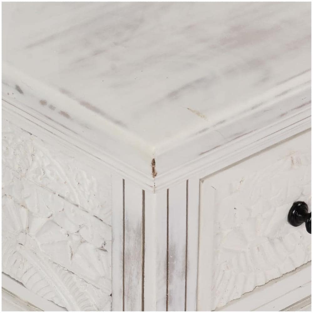 Tavolino Da Caffè Bianco 70x70x30 Cm In Legno Massello Di Mango - Foto 2
