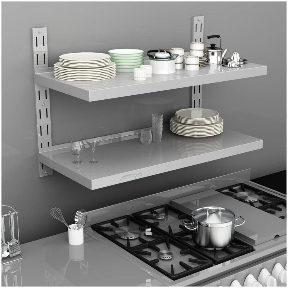 Mensola A Sospensione A 2 Livelli In Acciaio Inox 100x30 Cm - Foto 1