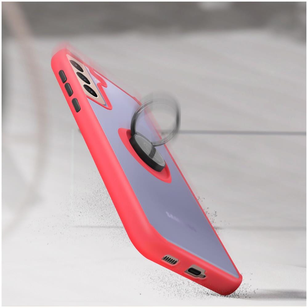 Cover Samsung Galaxy S21 Anello In Metallo Funzione Supporto Rosso - Foto 2